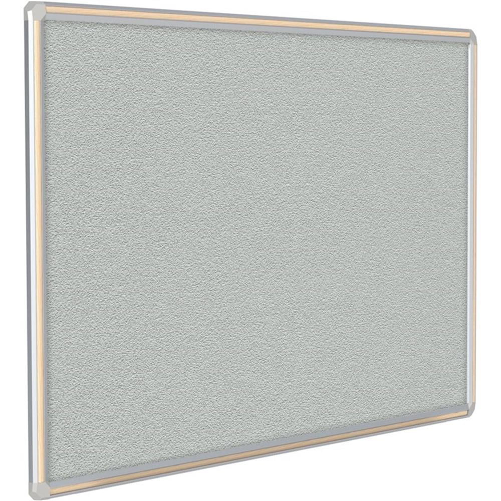 Pemberly Row Vinyl 4' x 6' Bulletin Board with Light Maple Trim in Gray