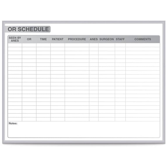 Pemberly Row Vinyl 4' x 6' Hospital OR Schedule Magnetic Whiteboard in Gray