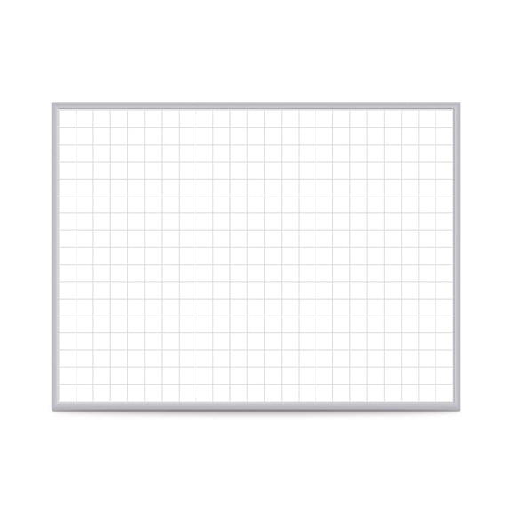 Pemberly Row Vinyl 4' x 6' Magnetic Whiteboard with 2" x 2" Grid in Gray