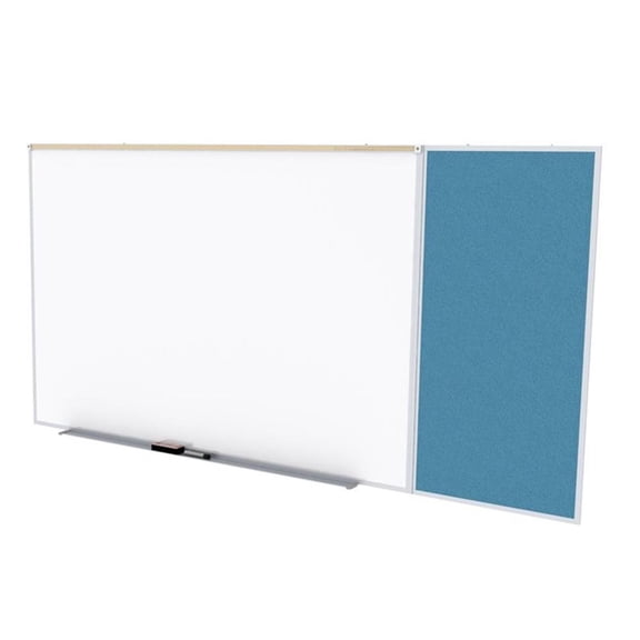 Pemberly Row Vinyl 4' x 8' Bulletin & Magnetic Whiteboard C-Set in Ocean Blue