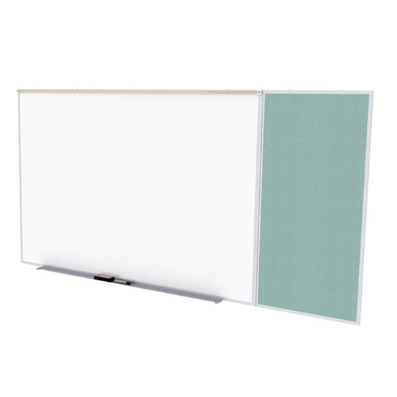 Pemberly Row Vinyl 4' x 8' Bulletin & Magnetic Whiteboard C-Set in Stone