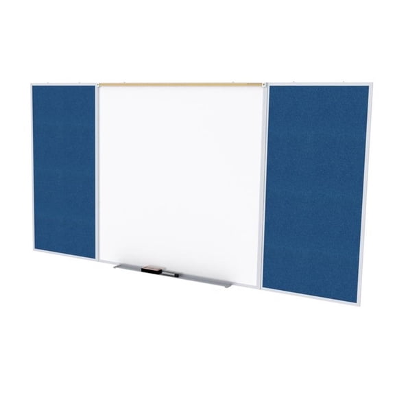 Pemberly Row Vinyl 4' x 8' Bulletin & Magnetic Whiteboard Set in Navy