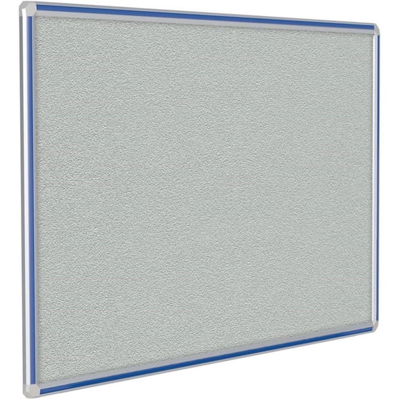 Pemberly Row Vinyl 4'x10' Bulletin Board with Royal Blue Trim in Gray