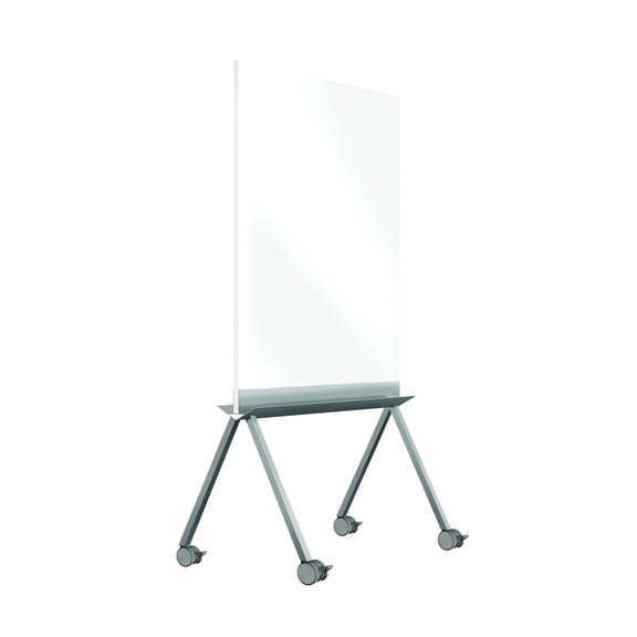 Pemberly Row Vinyl 45" x 36" Rolling Double Sided Whiteboard in White