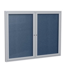 Pemberly Row Vinyl 48" x 60" 2 Door Enclosed Bulletin Board in Navy