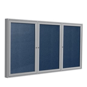 Pemberly Row Vinyl 48" x 72" 3 Door Enclosed Bulletin Board in Navy