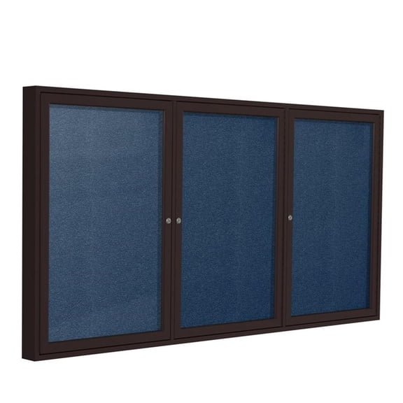 Pemberly Row Vinyl 48" x 72" 3 Door Enclosed Bulletin Board in Navy