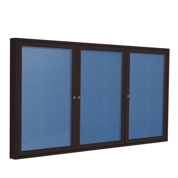 Pemberly Row Vinyl 48" x 72" 3 Door Enclosed Bulletin Board in Ocean Blue