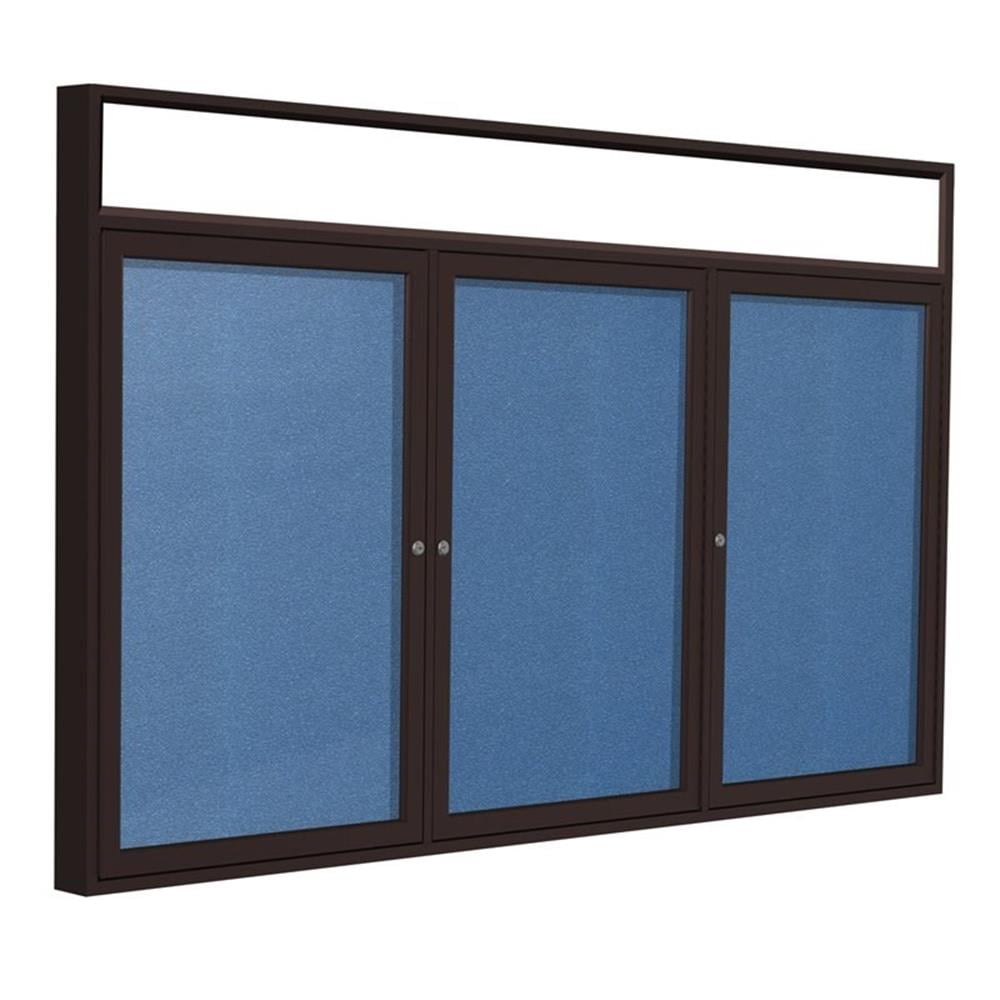 Pemberly Row Vinyl 48" x 72" 3 Door Enclosed Bulletin Board in Ocean Blue