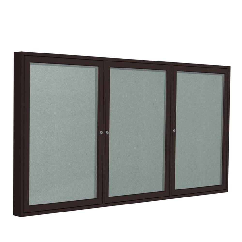 Pemberly Row Vinyl 48" x 72" 3 Door Enclosed Bulletin Board in Silver