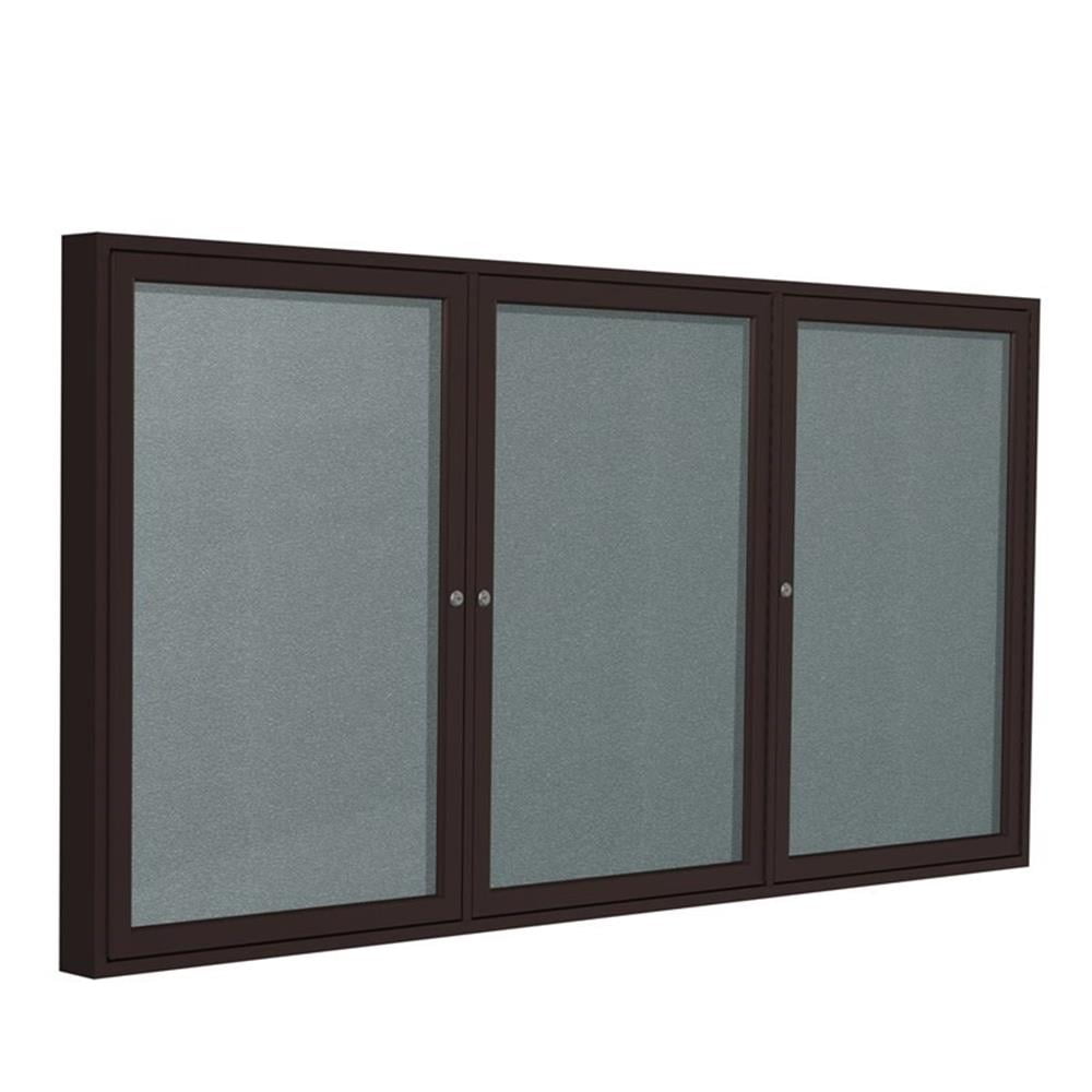 Pemberly Row Vinyl 48" x 72" 3 Door Enclosed Bulletin Board in Stone