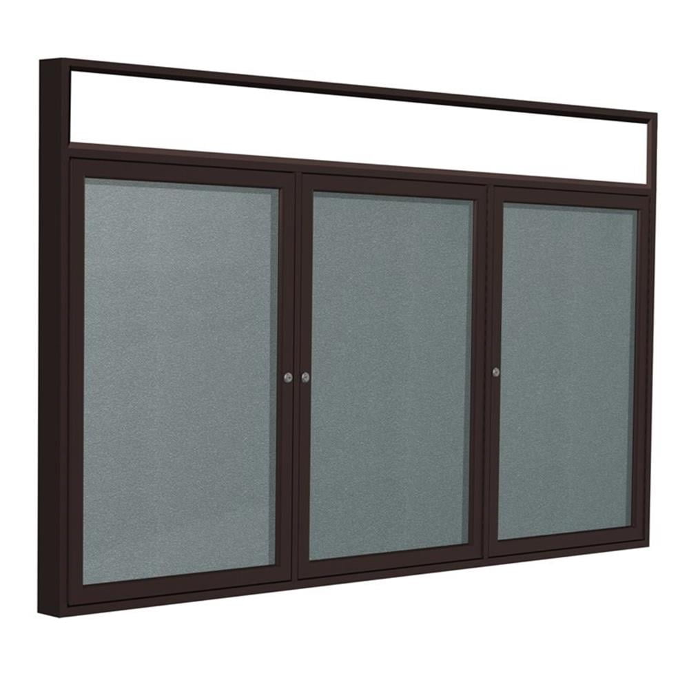 Pemberly Row Vinyl 48" x 72" 3 Door Enclosed Bulletin Board in Stone