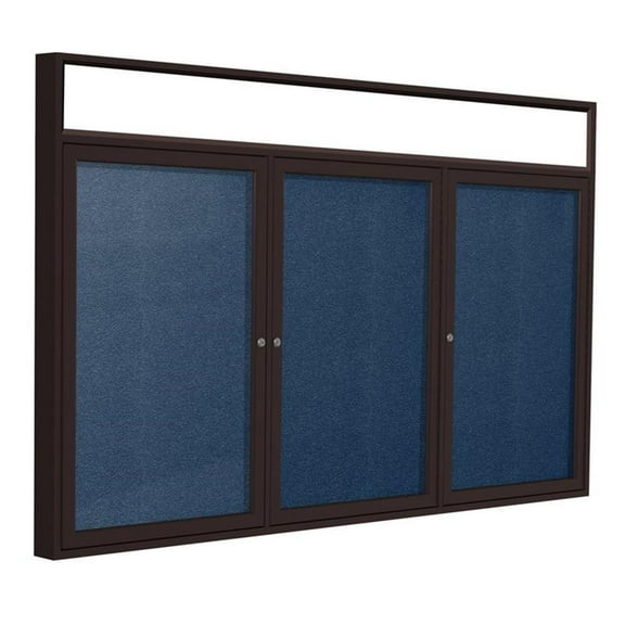 Pemberly Row Vinyl 48" x 96" 3 Door Enclosed Bulletin Board in Navy