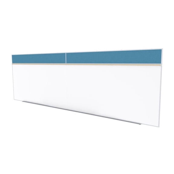 Pemberly Row Vinyl 5' x 16' Bulletin & Magnetic Whiteboard Set-A in Ocean Blue