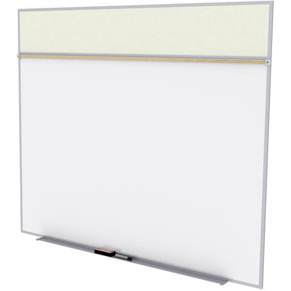 Pemberly Row Vinyl 5' x 6' Bulletin & Magnetic Whiteboard in Ivory