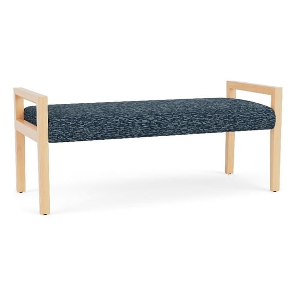 Pemberly Row Waiting Reception 2 Seat Bench Wood Frame in Blue