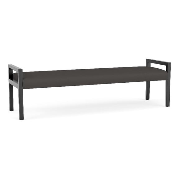Pemberly Row Waiting Reception 3 Seat Bench Wood Frame in Gray