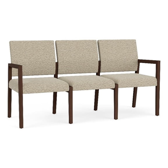 Pemberly Row Waiting Reception 3 Seat Tandem Seating No Center Arms in Beige