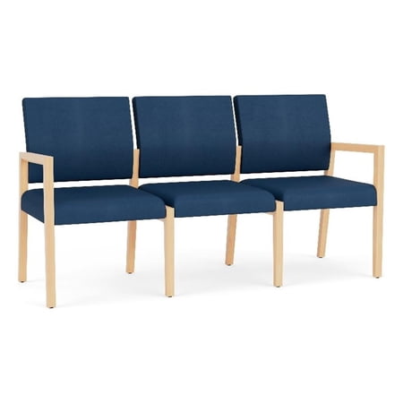Pemberly Row Waiting Reception 3 Seat Tandem Seating No Center Arms in Blue