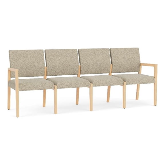 Pemberly Row Waiting Reception 4 Seat Tandem Seating No Center Arms in Beige