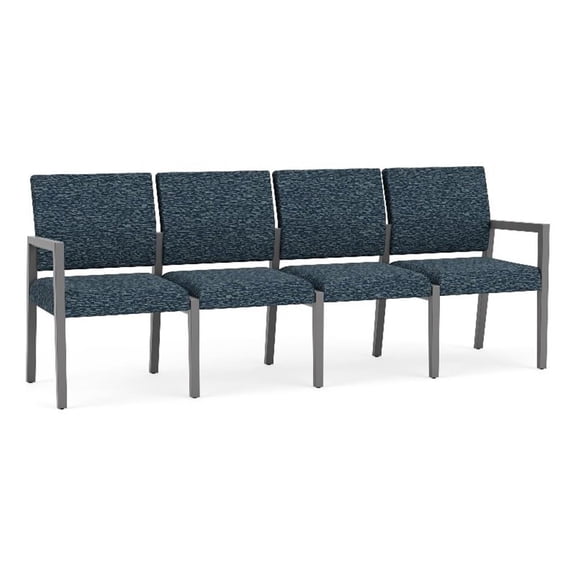 Pemberly Row Waiting Reception 4 Seat Tandem Seating No Center Arms in Blue