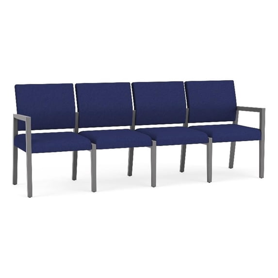 Pemberly Row Waiting Reception 4 Seat Tandem Seating No Center Arms in Blue