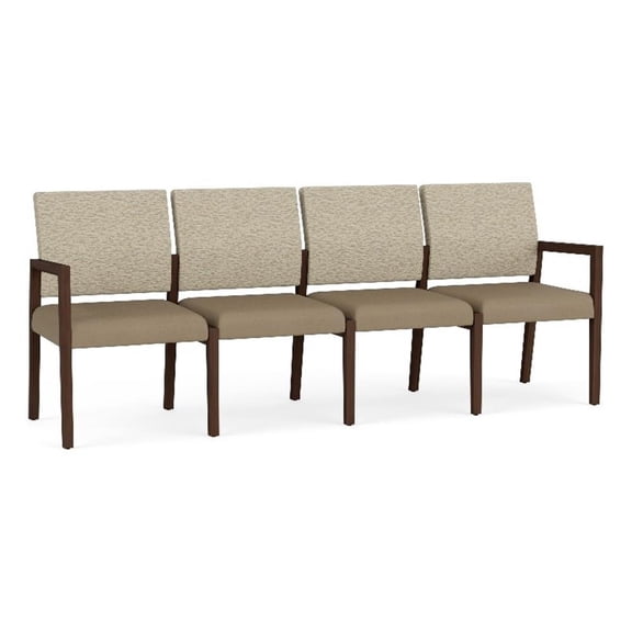 Pemberly Row Waiting Reception 4 Seat Tandem Seating No Center Arms in Brown