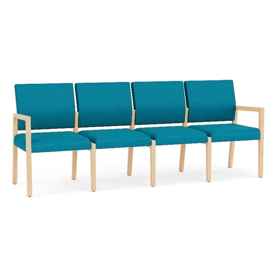 Pemberly Row Waiting Reception 4 Seat Tandem Seating No Center Arms in Teal