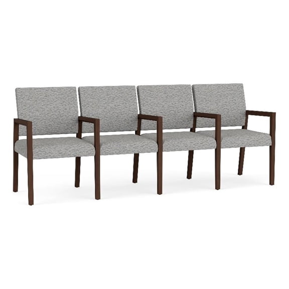 Pemberly Row Waiting Reception 4 Seat Tandem Seating Wood Frame in Gray