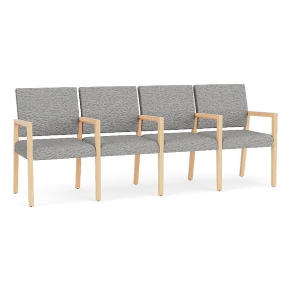 Pemberly Row Waiting Reception 4 Seat Tandem Seating Wood Frame in Gray