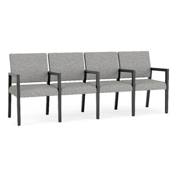 Pemberly Row Waiting Reception 4 Seat Tandem Seating Wood Frame in Gray