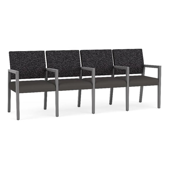 Pemberly Row Waiting Reception 4 Seat Tandem Seating Wood Frame in Gray