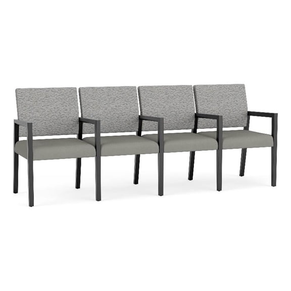 Pemberly Row Waiting Reception 4 Seat Tandem Seating Wood Frame in Gray