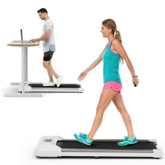Pemberly Row Walking Pad with 265 lbs Capacity Remote Control Treadmil in Gray