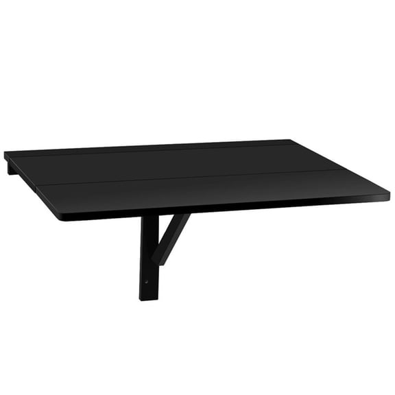 Pemberly Row Wall Mounted Drop Leaf Table Floating Folding Desk Black