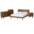 thumbnail image 1 of Pemberly Row Walnut Brown Wood and Rattan Full Size 4-Piece Bedroom Set, 1 of 14
