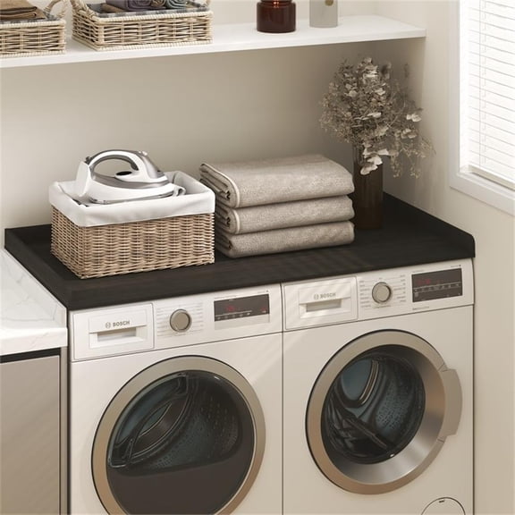 Pemberly Row 27.5 D x 54 W Washer Dryer Countertop Edge Rails in Espresso