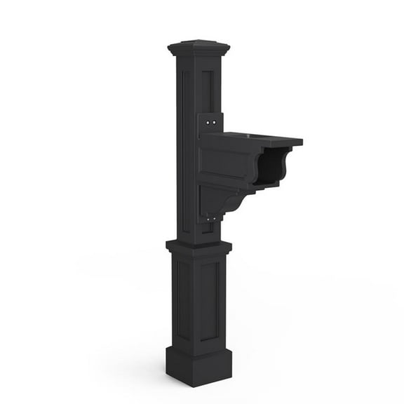 Pemberly Row Weatherproof Traditional Plastic Mail Post in Black