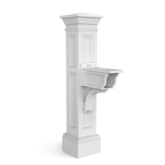 Pemberly Row Weatherproof Traditional Plastic Mail Post in White