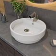 thumbnail image 1 of Pemberly Row White 19" Round Semi Recessed Ceramic Sink with Faucet Hole, 1 of 5