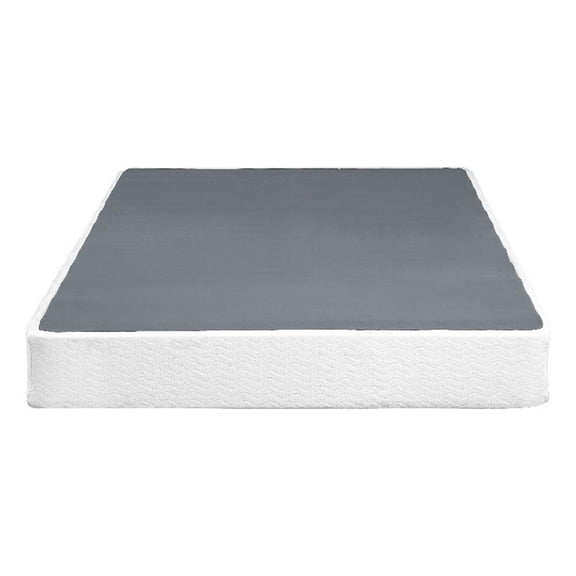 Pemberly Row White 9" Queen High-Profile Mattress Foundation with 12 Steel Slats