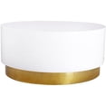 thumbnail image 1 of Pemberly Row White Lacquer Metal Coffee Table with Durable Gold Base, 1 of 5