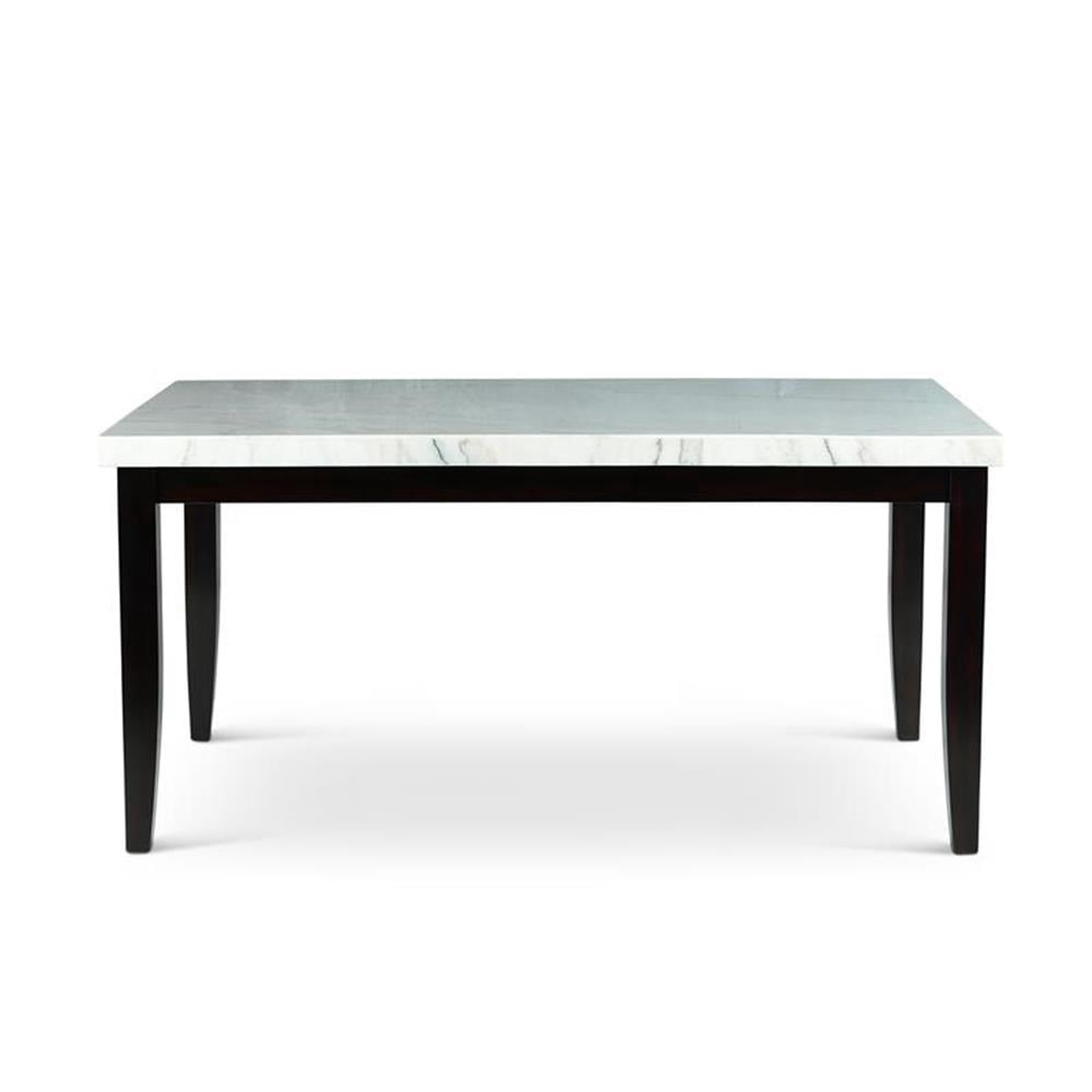 Pemberly Row White Marble Top Dining Table with Ebony black base ...