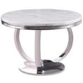 thumbnail image 1 of Pemberly Row White Modern Faux Marble Round Dining Table with Silver Base, 1 of 2