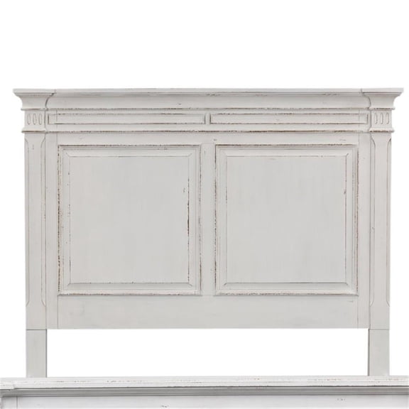 Pemberly Row White Queen Panel Headboard with Dovetail Construction