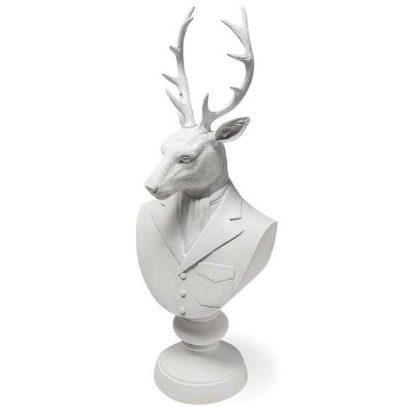 Pemberly Row White Resin Decorative Deer Bust in a White Suit