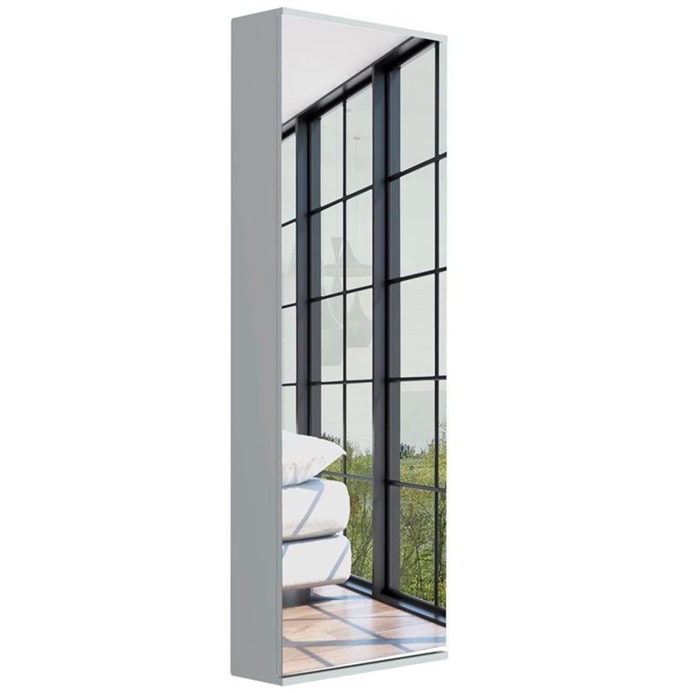 Pemberley Row Engineered Wood White Shoe Rack Wall Mounted Mirrored 18.1" W x 8.1" D x 54.3" H Unassembled