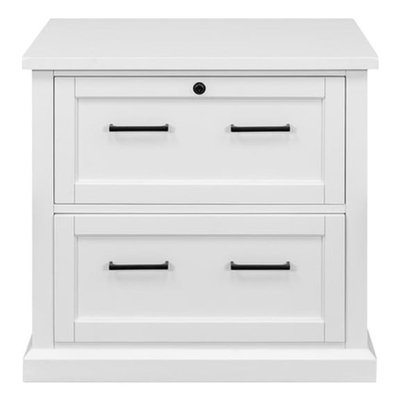 Pemberly Row White Wood Lateral File Office Lateral File Storage Fully Assembled