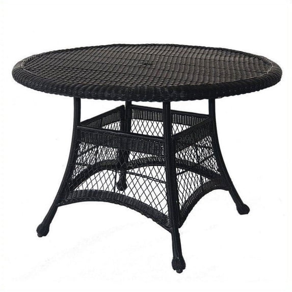 Pemberly Row Wicker 44" Round Dining Table in Espresso