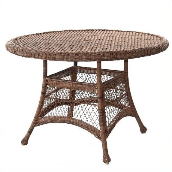 Pemberly Row Wicker 44" Round Dining Table in Honey